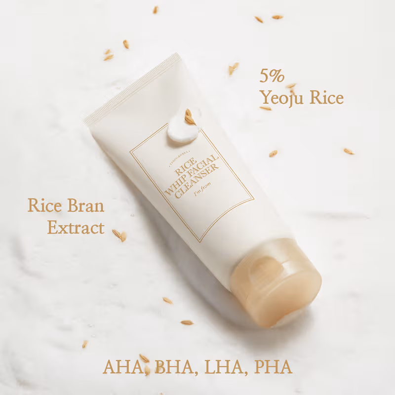 I'm From - Rice Whip Facial Cleanser - Brightening Korean Rice Cleanser, AHA, BHA, Dry & Dull Skin