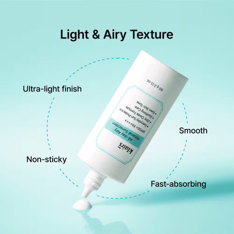 Klairs - All-Day Airy Mineral Sunscreen - SPF50+ PA++++ with Zinc For Acne Prone & Sensitive Skin