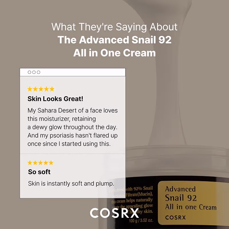 COSRX - Advanced Snail Mucin 92 - All In One Cream with Hyaluronic Acid