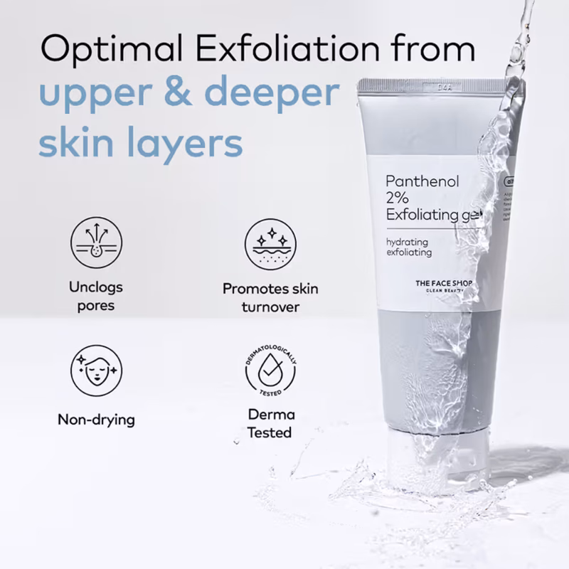 The Face Shop - Alltimate Panthenol 2% Exfoliating Gel - Korean Cleansing Scrub with AHA, BHA, LHA, PHA