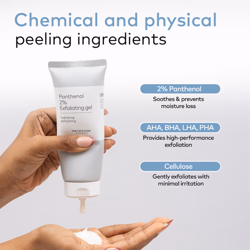 The Face Shop - Alltimate Panthenol 2% Exfoliating Gel - Korean Cleansing Scrub with AHA, BHA, LHA, PHA