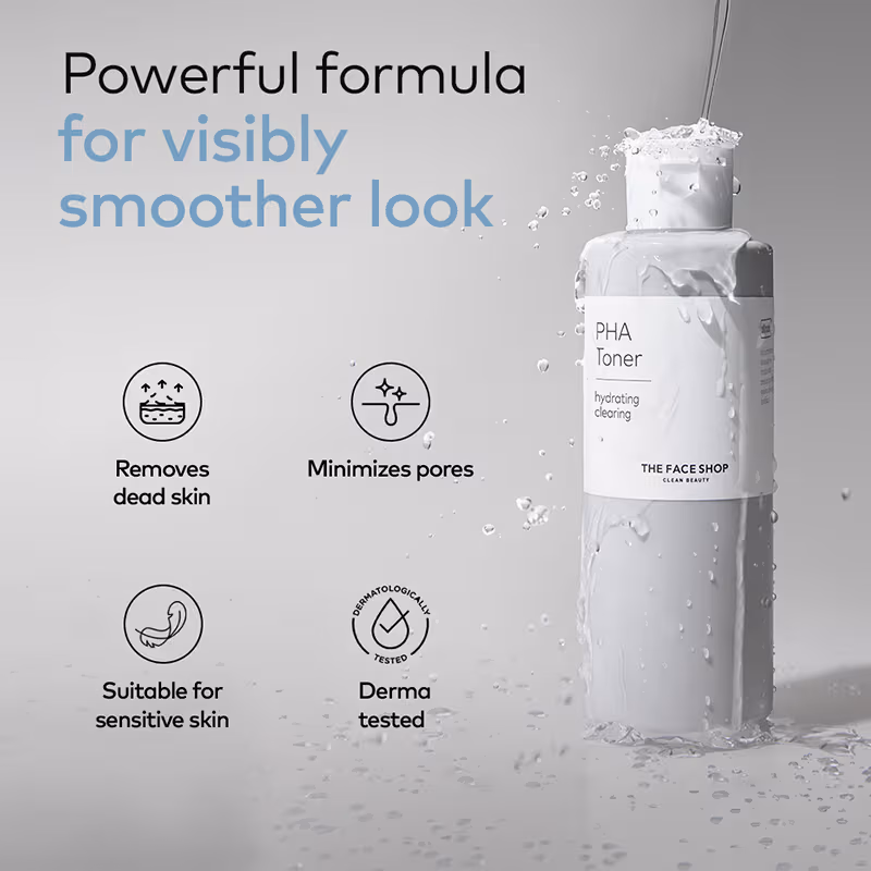 The Face Shop - PHA Toner with Hyaluronic Acid ΓÇô Liquid Exfoliant & Hydrates Skin to Improve Texture