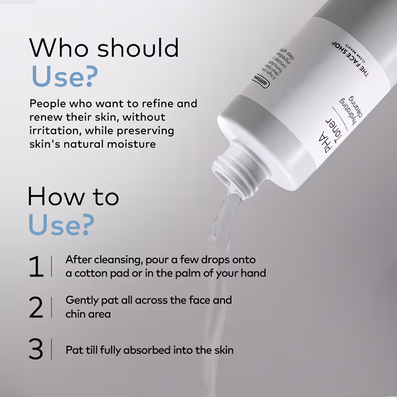 The Face Shop - PHA Toner with Hyaluronic Acid ΓÇô Liquid Exfoliant & Hydrates Skin to Improve Texture