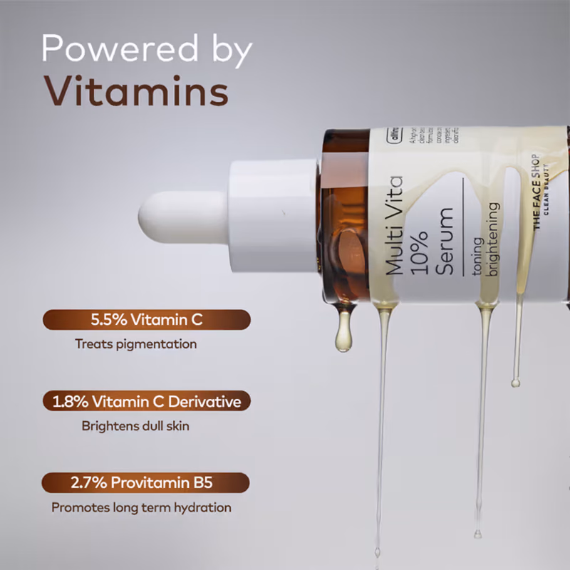 The Face Shop - Alltimate Multi Vita 10% Serum - Vitamin C Brightening & Illuminating Korean Skincare