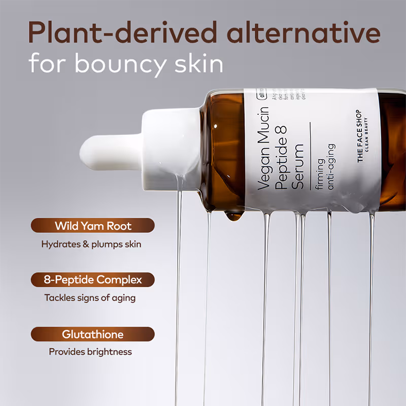 The Face Shop A - lltimate Vegan Mucin Peptide 8 Serum - No Snails, Korean, Anti Aging, Hydrating