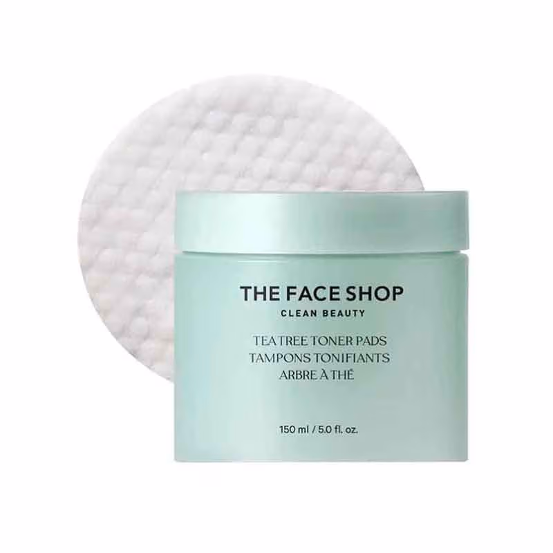 The Face Shop - Tea Tree Korean Toner Pads - with AHA, Salicylic Acid (BHA) & PHA for Acne & Oily Skin