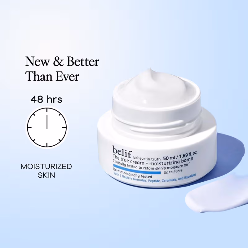 Belif - Moisturizing Bomb Cream - Vegan Korean Face Cream with Ceramides & Peptides For Barrier Repair