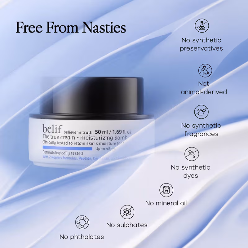 Belif - Moisturizing Bomb Cream - Vegan Korean Face Cream with Ceramides & Peptides For Barrier Repair