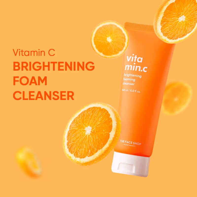 The Face Shop - Vitamin C Brightening Korean Face Wash - Foaming Cleanser with Niacinamide & Panthenol