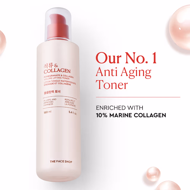 The Face Shop - Collagen & Pomegranate Korean Toner - with Hyaluronic Acid - Best in Anti Aging