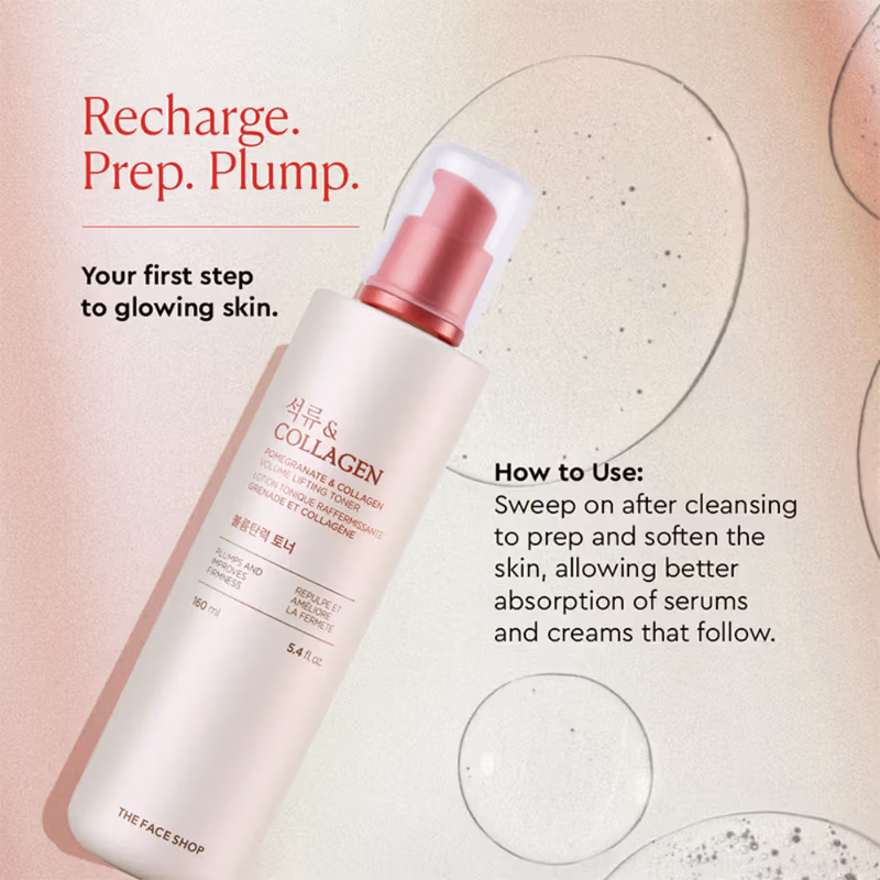 The Face Shop - Collagen & Pomegranate Korean Toner - with Hyaluronic Acid - Best in Anti Aging
