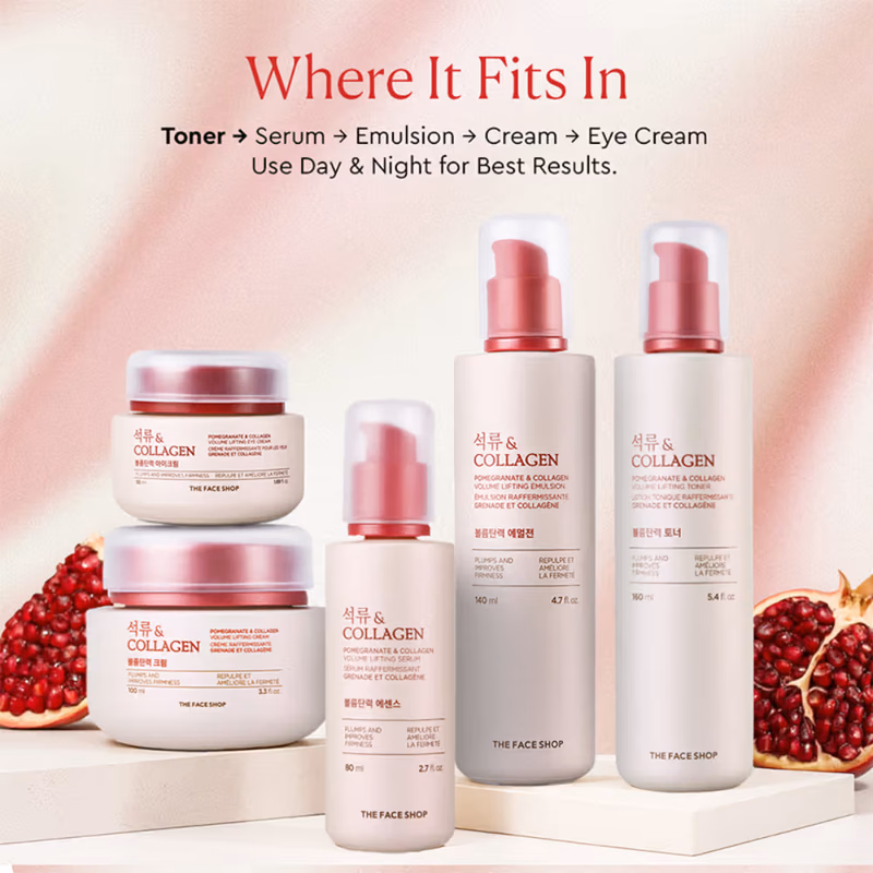 The Face Shop - Collagen & Pomegranate Korean Toner - with Hyaluronic Acid - Best in Anti Aging