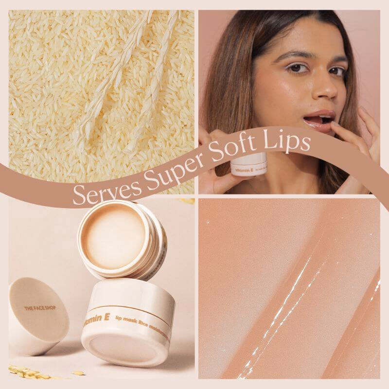 The Face Shop - Vitamin E Rice Lip Mask - With Free Sushi Pouch
