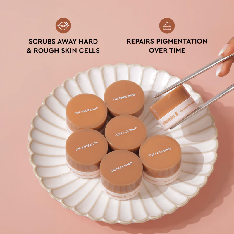 The Face Shop - Vitamin E Rice Lip Scrub - With Free Sushi Pouch