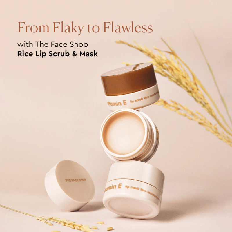The Face Shop - Vitamin E Rice Lip Scrub - With Free Sushi Pouch