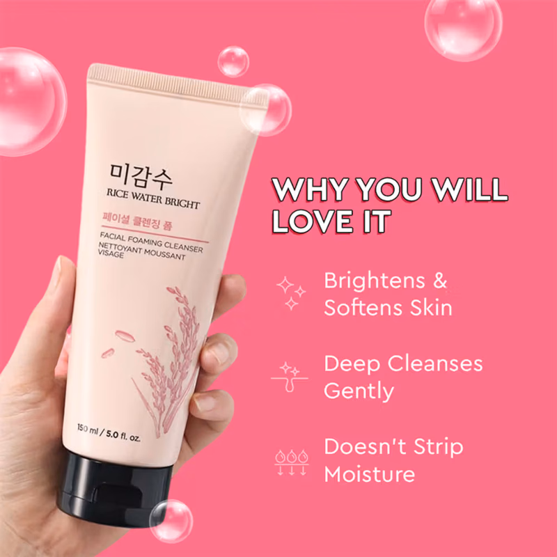 The Face Shop - Rice Water Bright Korean Cleanser -  Face Wash for Even Tone & Glowing Skin