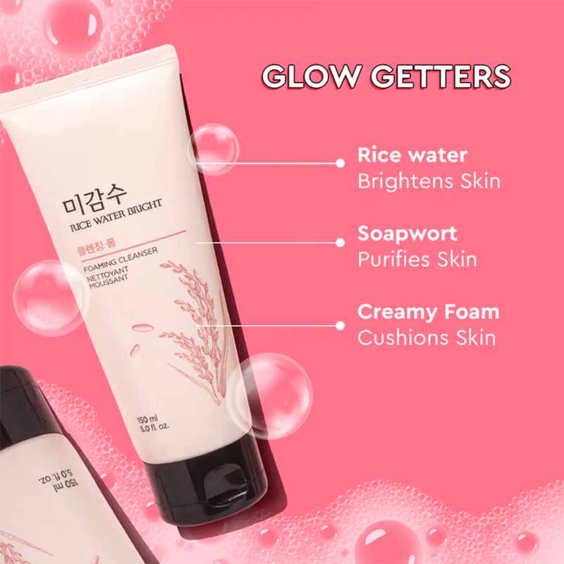 The Face Shop - Rice Water Bright Korean Cleanser -  Face Wash for Even Tone & Glowing Skin