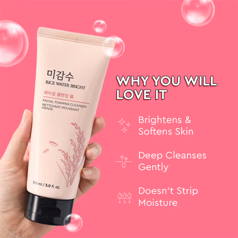 The Face Shop - Rice Water Bright Korean Cleanser - Best Face Wash for Even Tone & Glowing Skin
