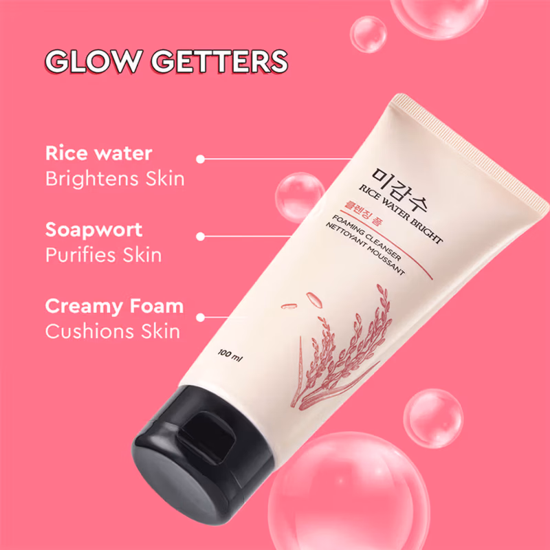 The Face Shop - Rice Water Bright Korean Cleanser - Best Face Wash for Even Tone & Glowing Skin