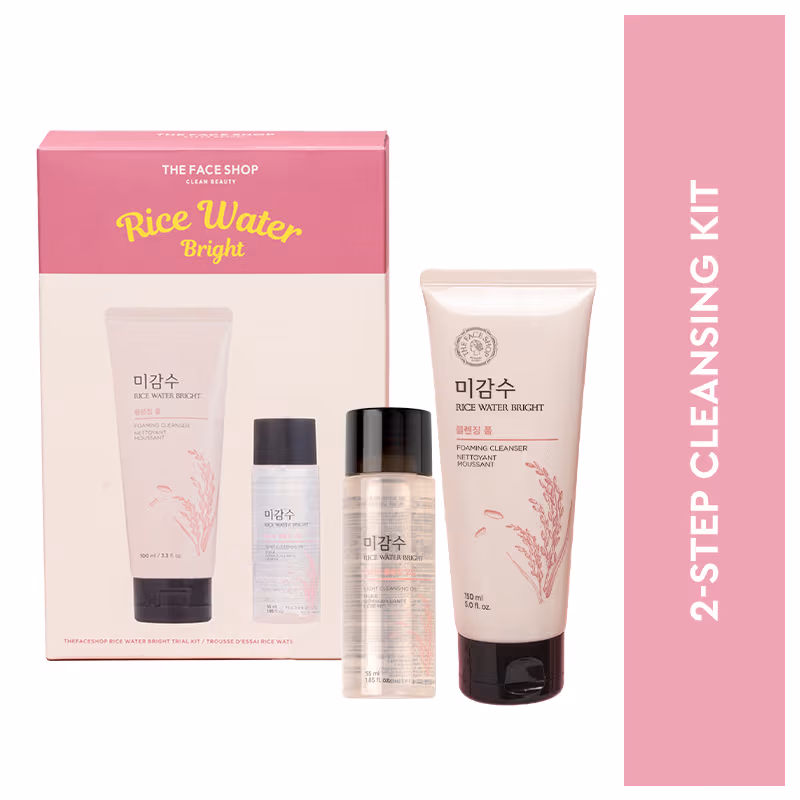 The Face Shop - Rice Water Bright Double Cleansing Kit - With Face Wash & Cleansing Oil