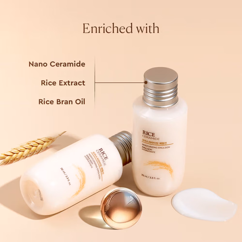 The Face Shop - Ceramide & Rice Emulsion - Barrier Repair Brightening Moisturizer for Dull & Dry Skin