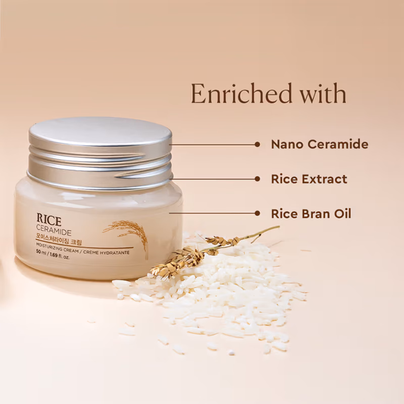 The Face Shop - Ceramide & Rice Moisturizer - Korean Day Cream for Barrier Repair & Glass Skin Glow