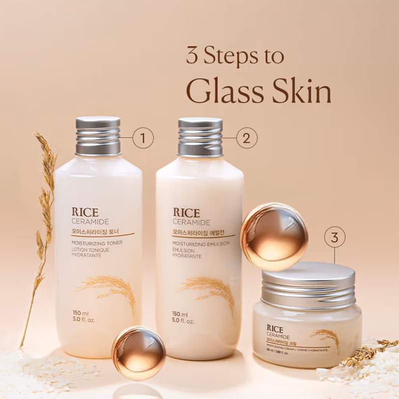 The Face Shop - Ceramide & Rice Moisturizer - Korean Day Cream for Barrier Repair & Glass Skin Glow