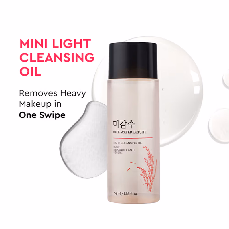 The Face Shop - Rice Water Bright Ultra Light Cleansing Oil - Korean Makeup Remover for heavy makeup