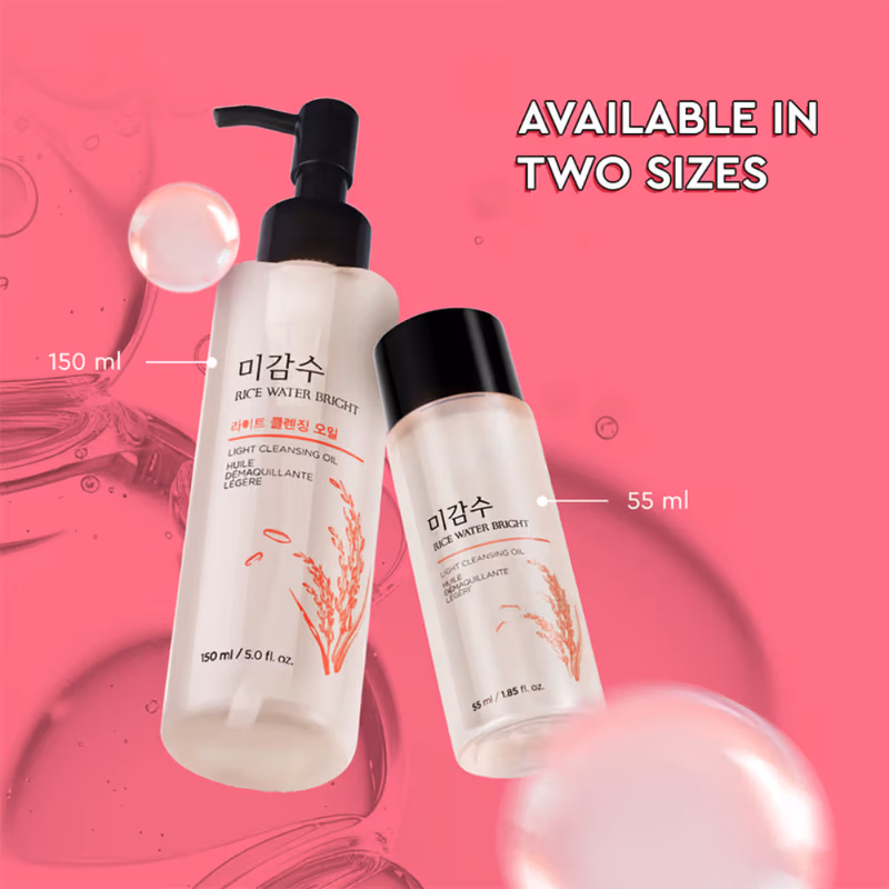 The Face Shop - Rice Water Bright Ultra Light Cleansing Oil - Korean Makeup Remover for heavy makeup