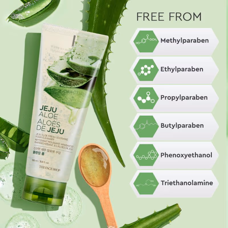 The Face Shop - Jeju Aloe Fresh Soothing Foam - Cleanser Gel To Foam Hydrating & Cooling Face Wash