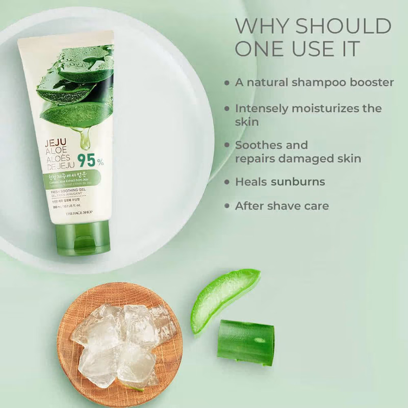 The Face Shop - Jeju Aloe Fresh Soothing Gel Tube, - Pure Non Sticky Aloe Gel For Body, Face & Hair