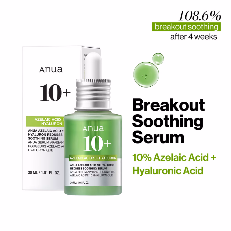 Anua - Azelaic Acid 10 Hyaluron - Redness Soothing Serum - with Cica Soothes & Calms Acne-Prone Skin