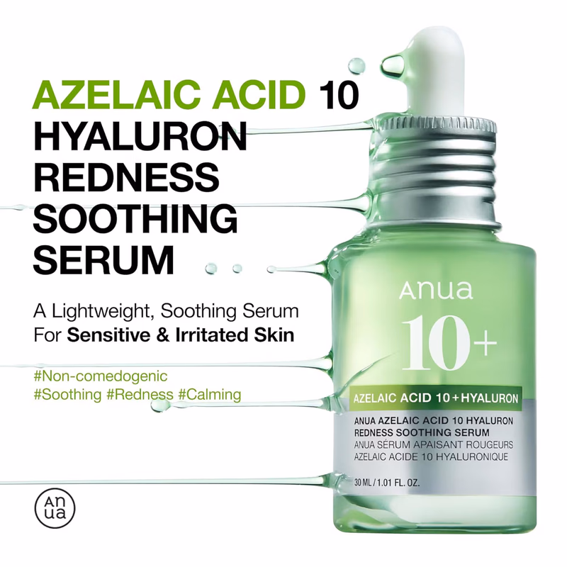 Anua - Azelaic Acid 10 Hyaluron - Redness Soothing Serum - with Cica Soothes & Calms Acne-Prone Skin