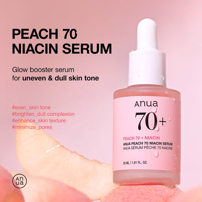 Anua - Peach 70 Niacin Serum - with 5% Niacinamide for Glass Skin, Brightens Skin & Minimizes Pores