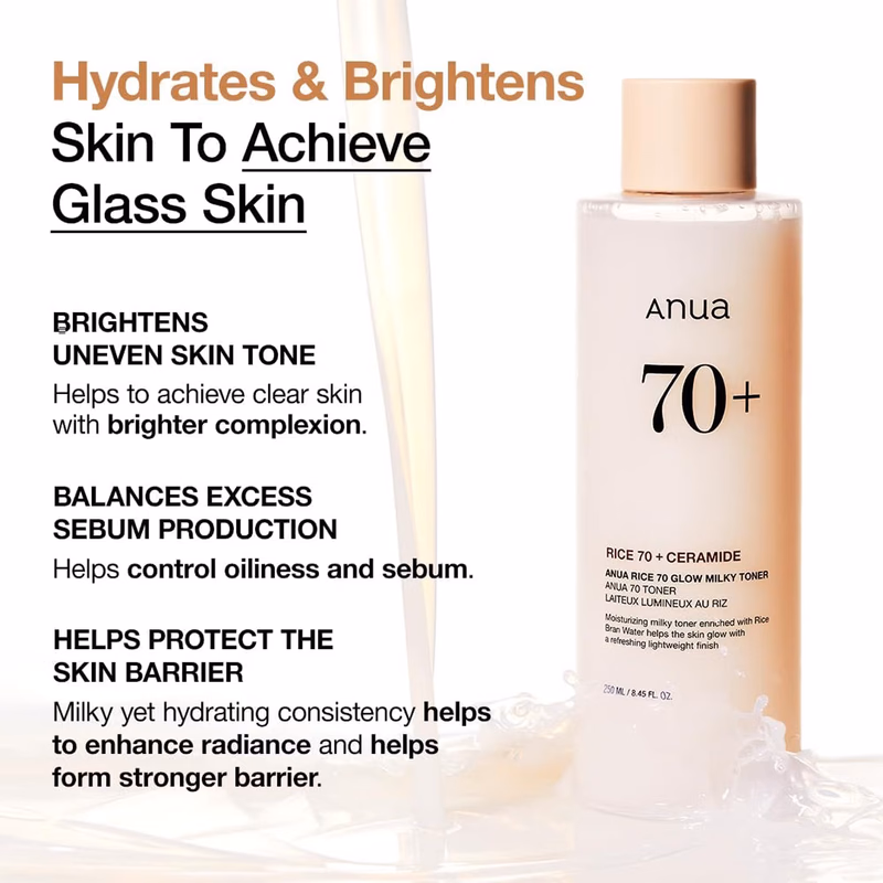 Anua - Rice 70 Glow Milky Toner - with Niacinamide & Ceramide