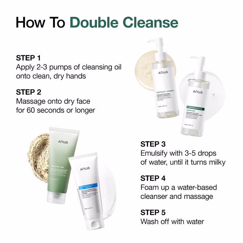 Anua - Heartleaf - Pore Control Cleansing Oil - Removes Makeup, Excess Sebum, Blackheads & Clogged Pores.