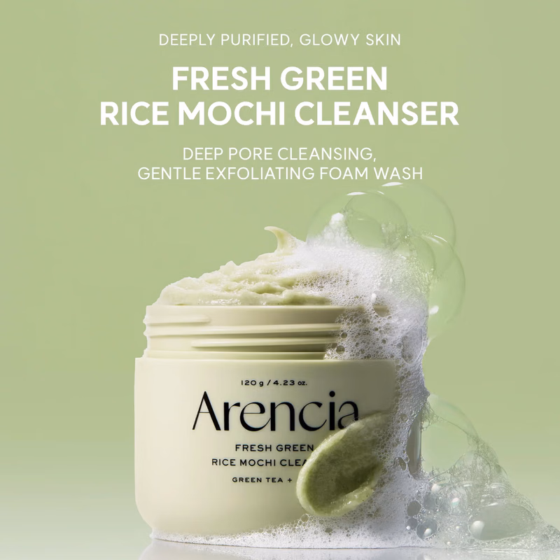 Arencia - Fresh Green Rice - Mochi Cleanser - Korean Cleanser, Mask & Makeup Remover, Reduces Blackheads