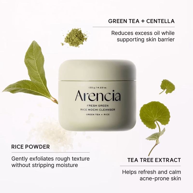 Arencia - Fresh Green Rice - Mochi Cleanser - Korean Cleanser, Mask & Makeup Remover, Reduces Blackheads