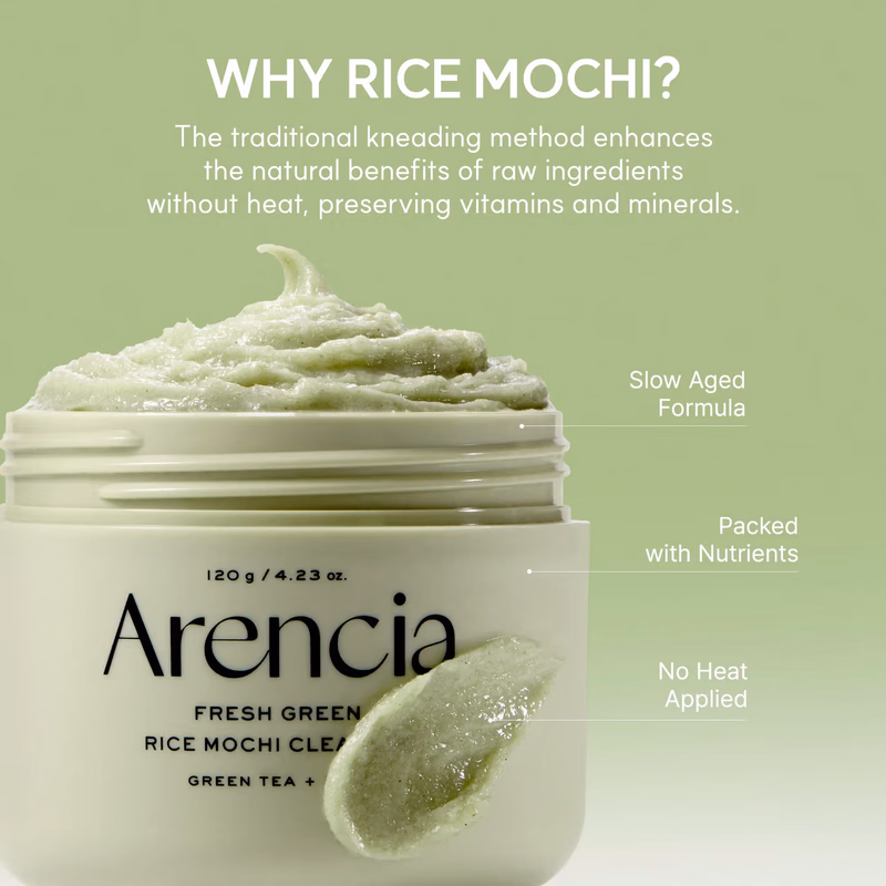 Arencia - Fresh Green Rice - Mochi Cleanser - Korean Cleanser, Mask & Makeup Remover, Reduces Blackheads