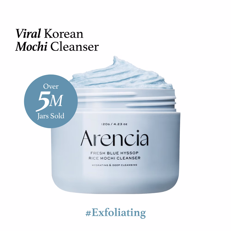 Arencia - Fresh Blue Hyssop - Rice Mochi Cleanser - Gentle Exfoliating Pore Care Korean Double Cleanser