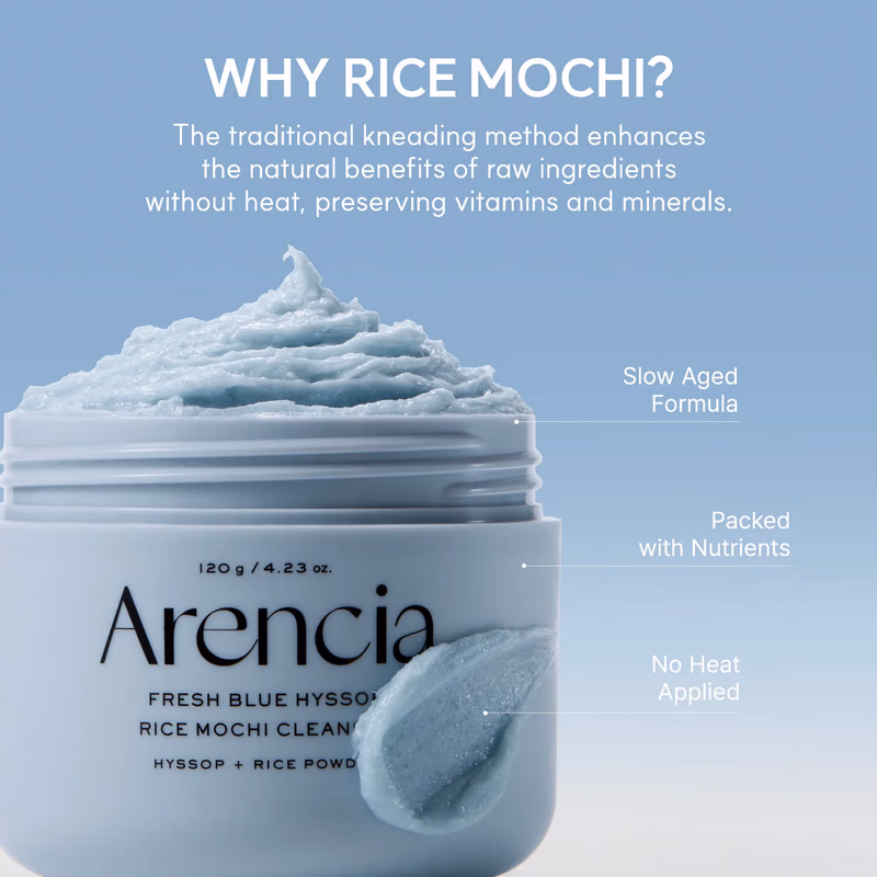Arencia - Fresh Blue Hyssop - Rice Mochi Cleanser - Gentle Exfoliating Pore Care Korean Double Cleanser