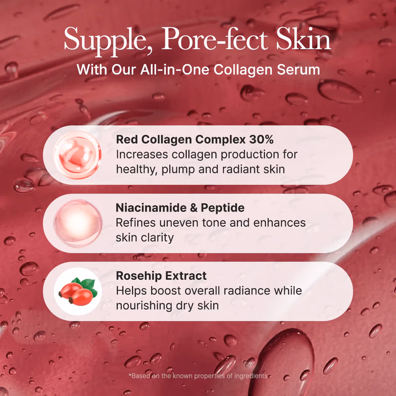 Arencia - Red Smoothie Serum 30 - Anti-Aging Korean Serum with Vegan Collagen, Niacinamide & Peptides