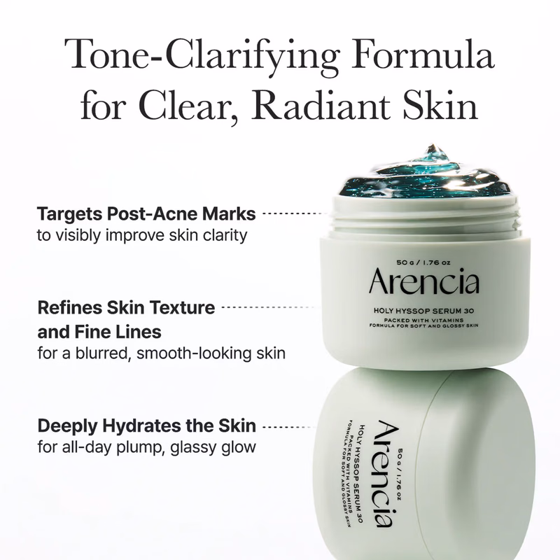 Arencia - Holy Hyssop Serum 30 - Brightening Serum for Korean Glass Skin, Reduces Hyperpigmentation