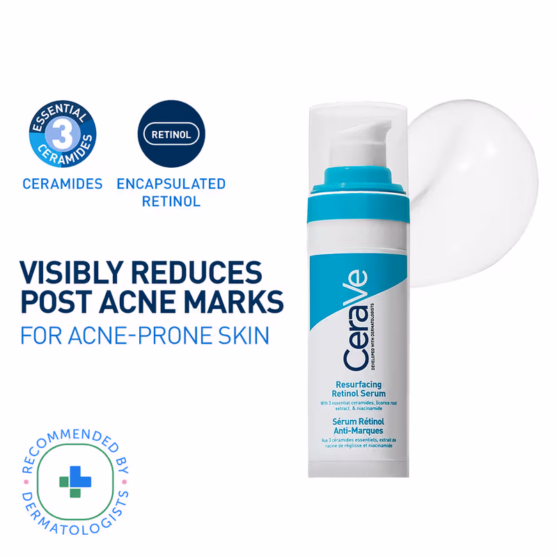 CeraVe - Resurfacing Retinol Serum, - Reduces Acne Marks with Licorice Root Extract & Niacinamide