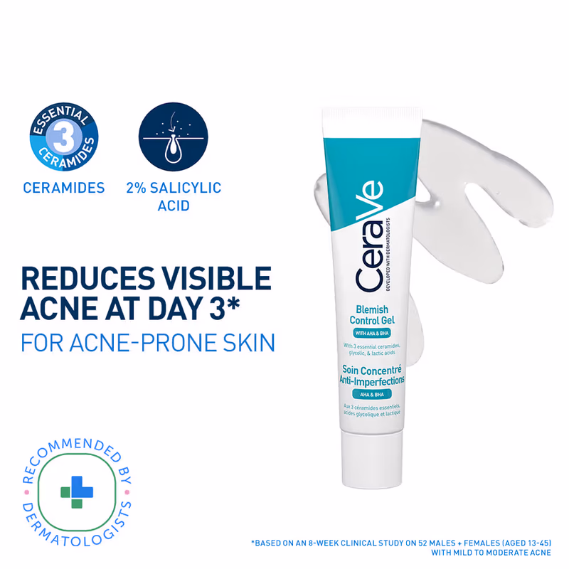 CeraVe - Blemish Control Gel - with 2% Salicylic Acid, AHA & Niacinamide for Acne Spot Treatment