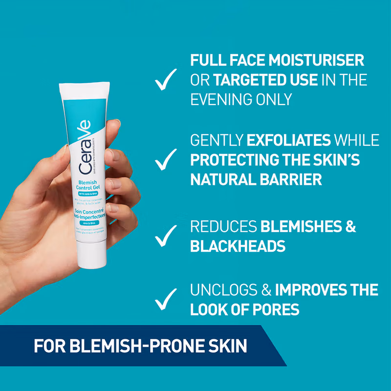 CeraVe - Blemish Control Gel - with 2% Salicylic Acid, AHA & Niacinamide for Acne Spot Treatment