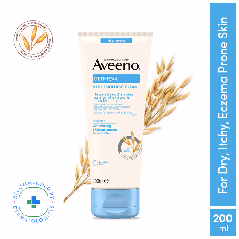 Aveeno - Dermexa Daily Emollient Cream | Oat + Ceramide Face & Body Moisturizer for Dry Sensitive Skin