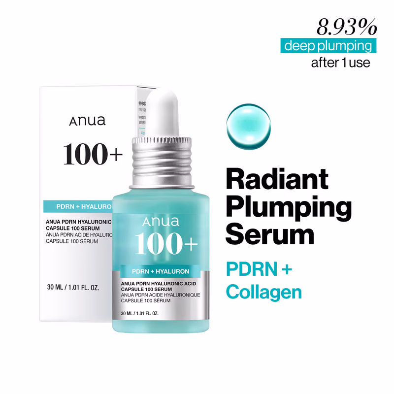 Anua - Pdrn - Hyaluronic Acid Capsule 100 Serum - with Collagen For Plump, Dewy, Radiant Glass Skin
