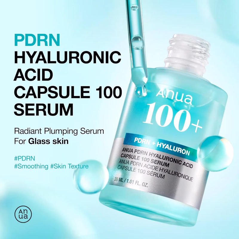 Anua - Pdrn - Hyaluronic Acid Capsule 100 Serum - with Collagen For Plump, Dewy, Radiant Glass Skin