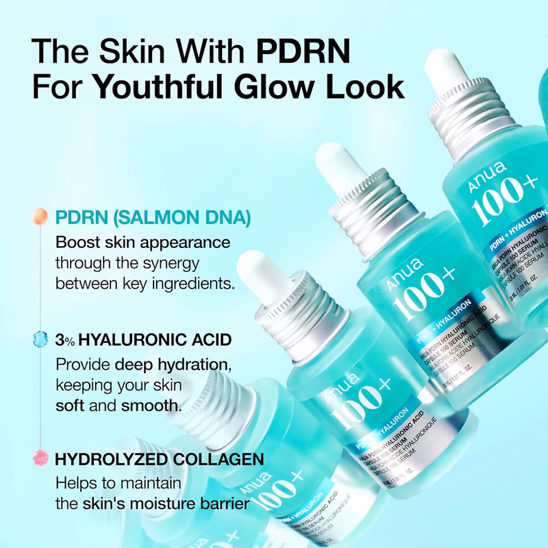 Anua - Pdrn - Hyaluronic Acid Capsule 100 Serum - with Collagen For Plump, Dewy, Radiant Glass Skin